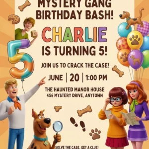 mystery puppy in birthday invitation