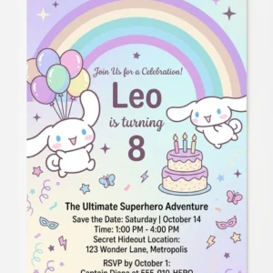 kitty and friends birthday invitation