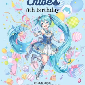 anime inspired invites birthday invitation