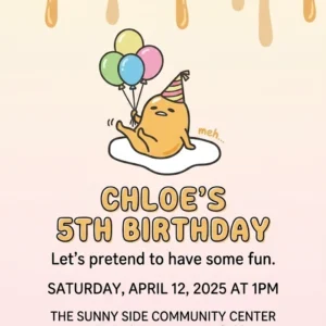 kawaii egg birthday invitation