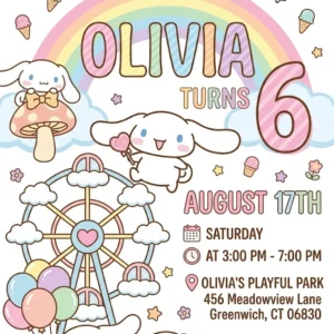 kitty and friends birthday invitation
