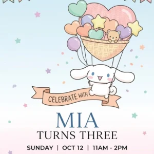 kawaii cinnamo roll birthday invitation