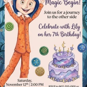coraline birthday invitation