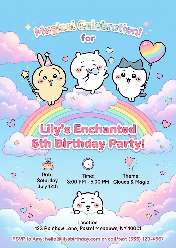 chiikawa birthday invitation