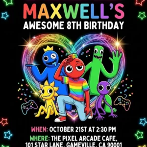 rainbow friends birthday invitation