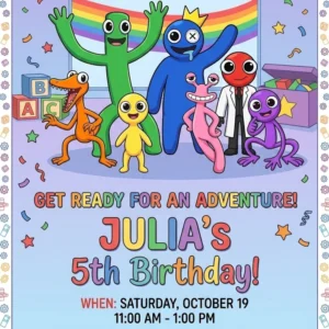 rainbow friends birthday invitation