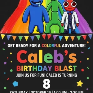 rainbow friends birthday invitation