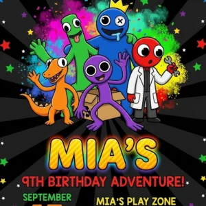 rainbow friends birthday invitation