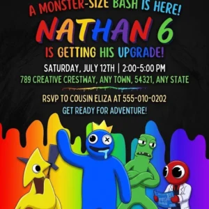 rainbow friends birthday invitation