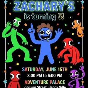 rainbow friends birthday invitation