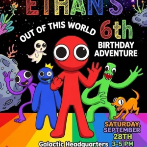 rainbow friends birthday invitation