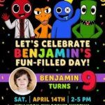 rainbow group diy birthday invitation