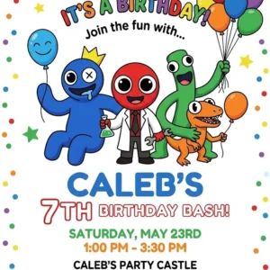 rainbow friends birthday invitation