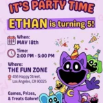 cartoon rainbow birthday invitation