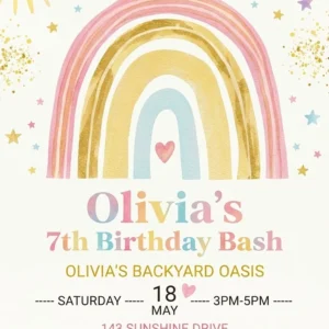 rainbow birthday invitation