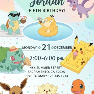 summer pool birthday invitation