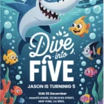 shark 5th birthday invitation