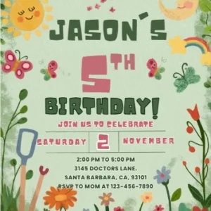 garden birthday invitation