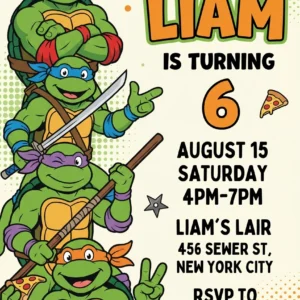 ninja turtles birthday invitation