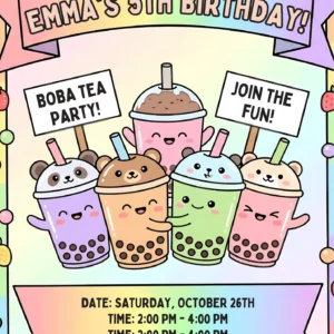 boba tea birthday invitation