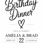 modern dinner elegant birthday invitation