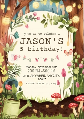 nature birthday invitation