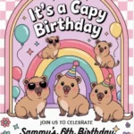 capybara 8th birthday invitation