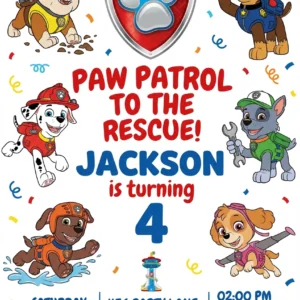 puppy paw patrol birthday invitation