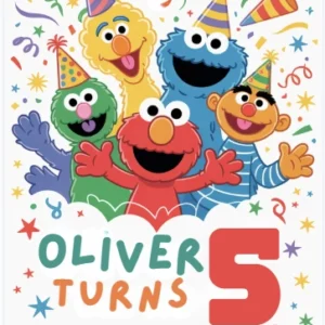 colorful 5th birthday invitation