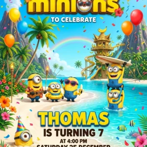 tropical cartoon birthday invitation