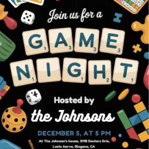 game night birthday invitation
