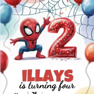 2nd spidey birthday invitation