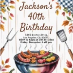 rustic bbq 40th birthday invitation