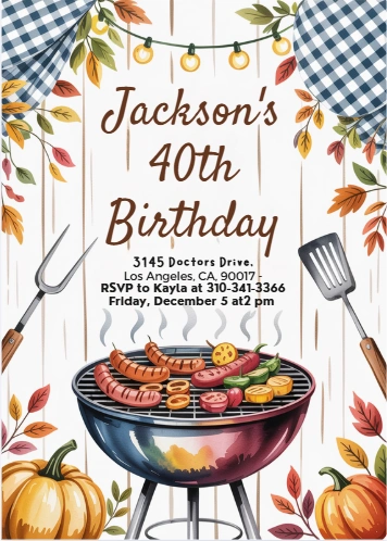 rustic bbq 40th birthday invitation