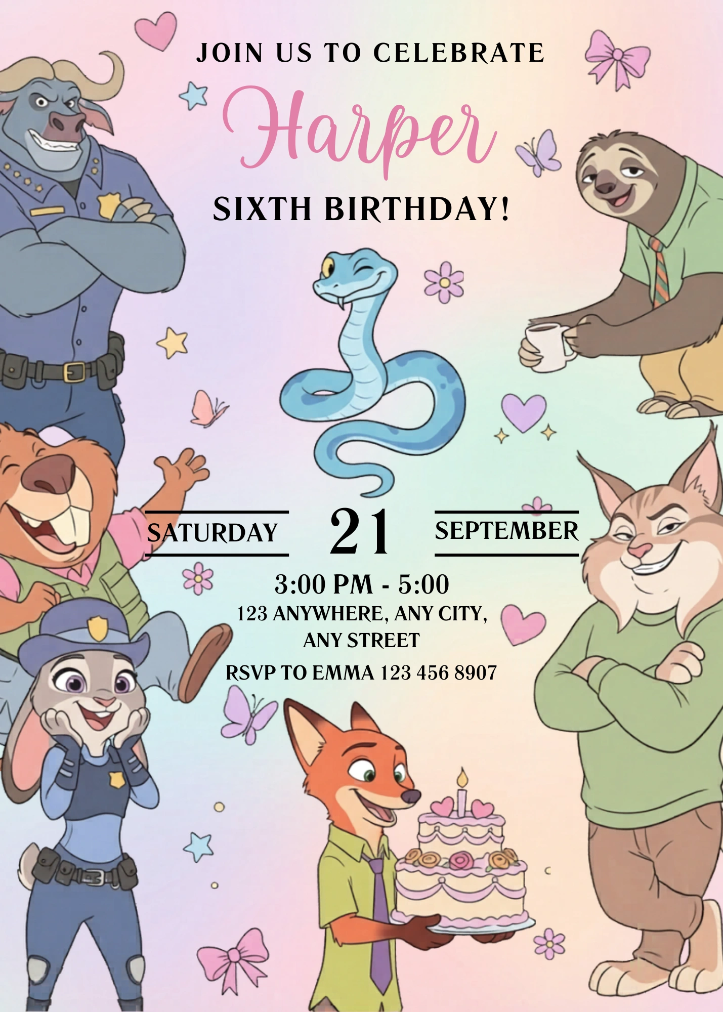 animal city birthday invitation