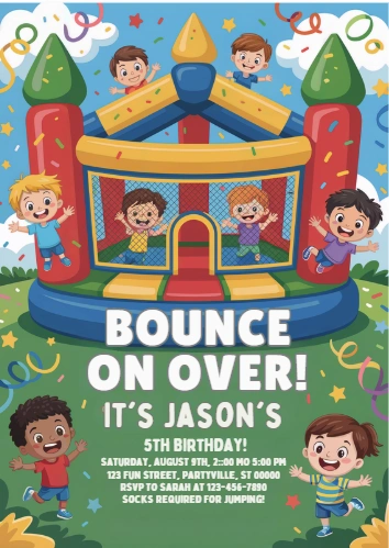 bounce house birthday invitation