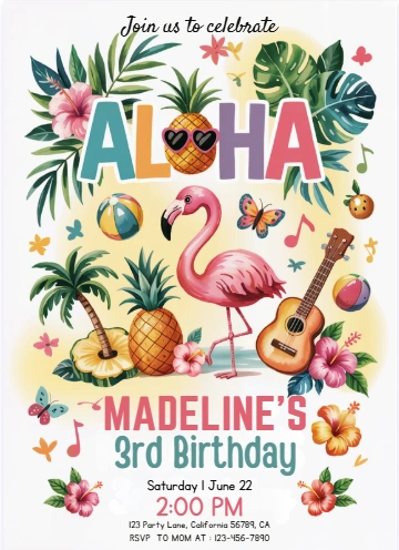 tropical birthday invitation