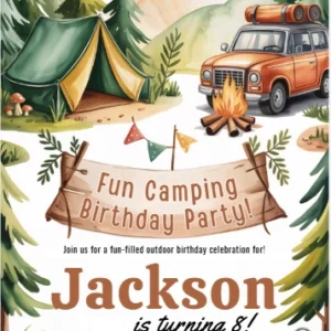 camping birthday invitation