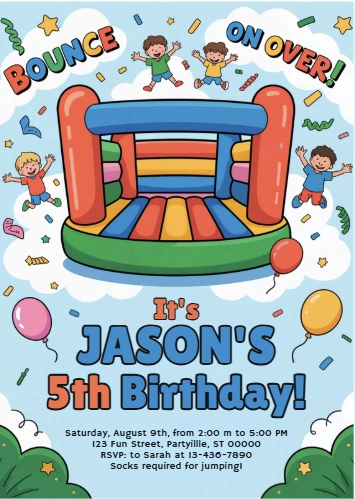 bounce house birthday invitation