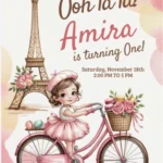 parisian first birthday invitation