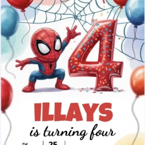 fourth spidey birthday invitation