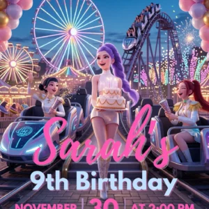amusement park birthday invitation