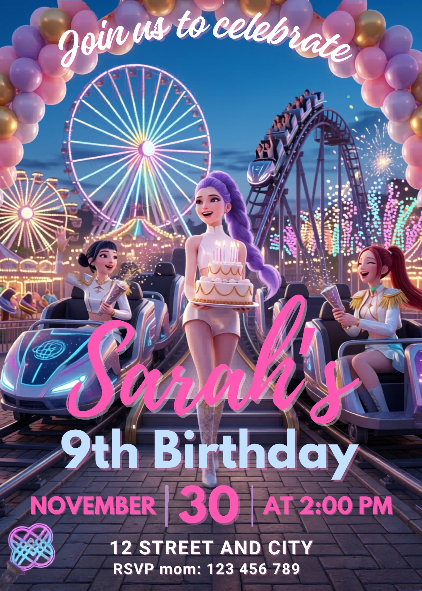 amusement park birthday invitation