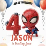 4th spidey birthday invitation
