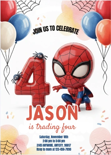 4th spidey birthday invitation