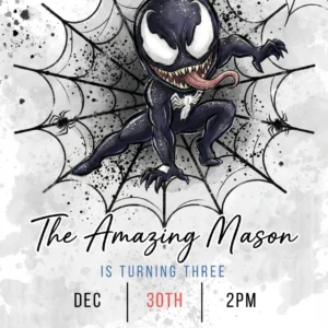venom superhero birthday invitation