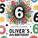 boy 6th birthday invitation