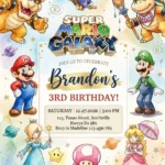 watercolor mario birthday invitation