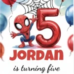 5th spiderman birthday invitation