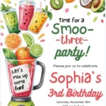 tropical smoothie 3rd birthday invitation